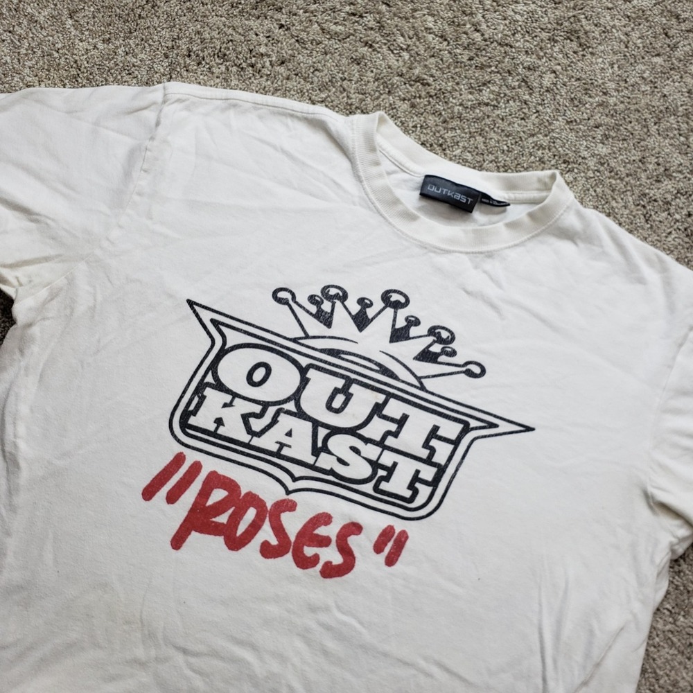 VINTAGE OUTKAST Shirt Mens L White Roses Tour Andre 3000 Big Boi Atlanta 2003